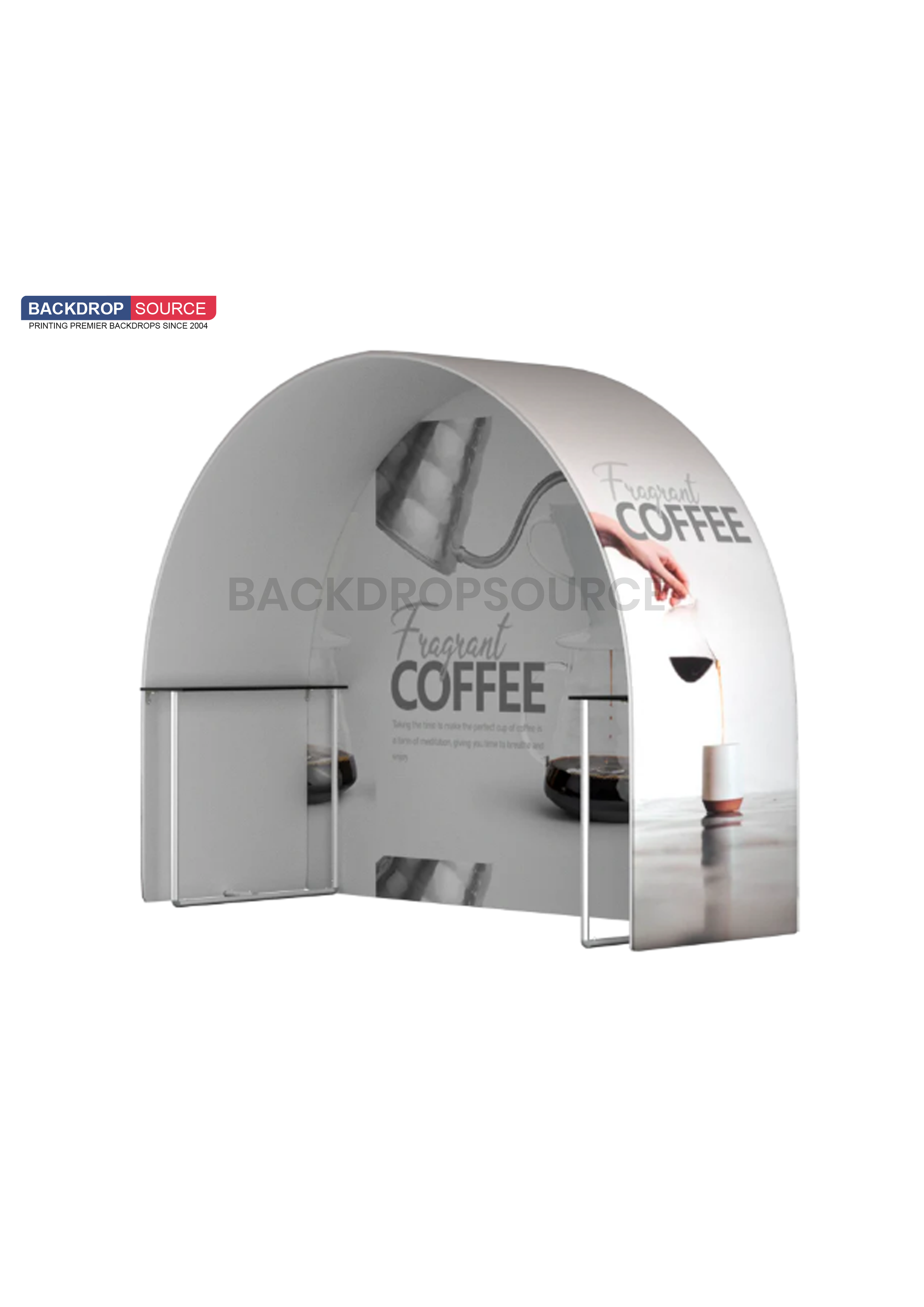 Round Arch Trade Show Booth with Built-In Shelf