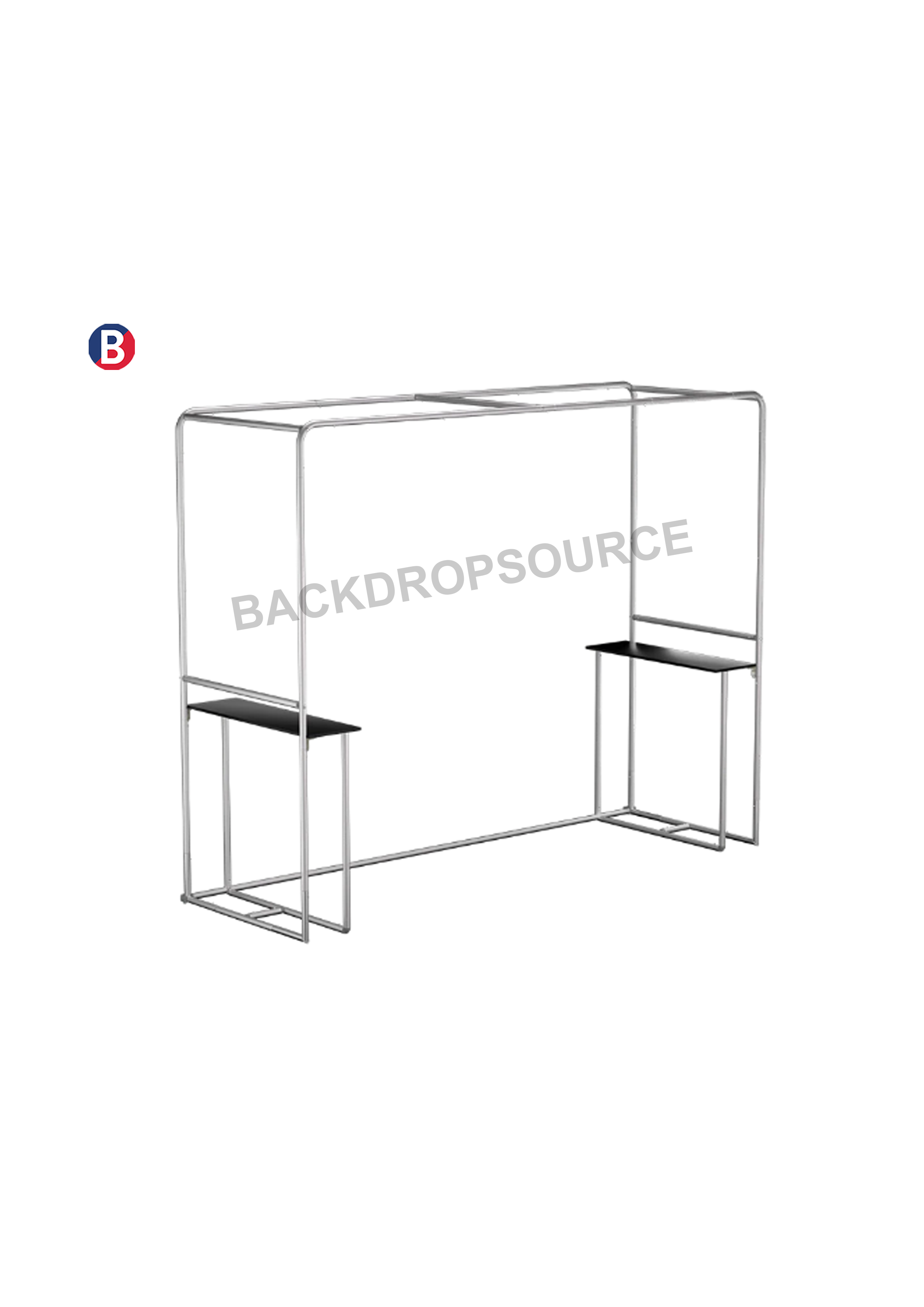 Square Arch Trade Show Booth with Built-In Shelf