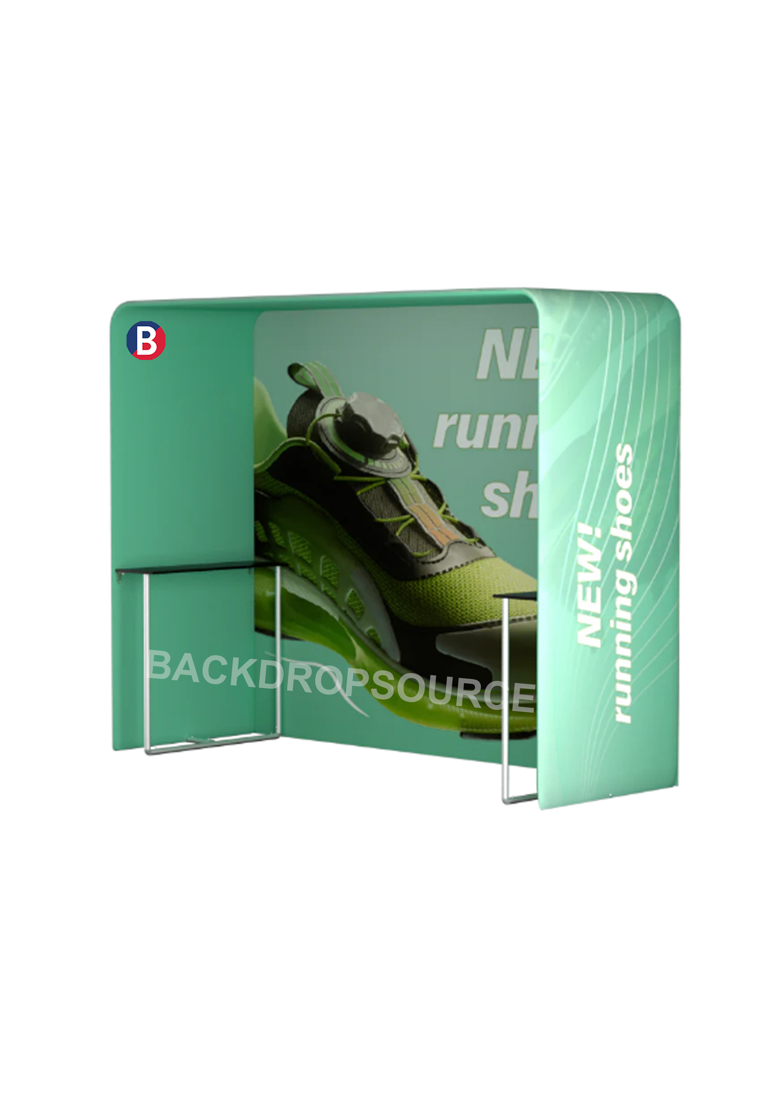 Square Arch Trade Show Booth with Built-In Shelf