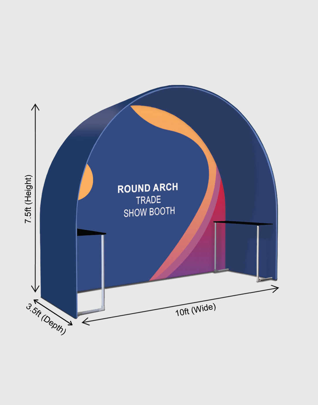 Round Arch Trade Show Booth with Built-In Shelf