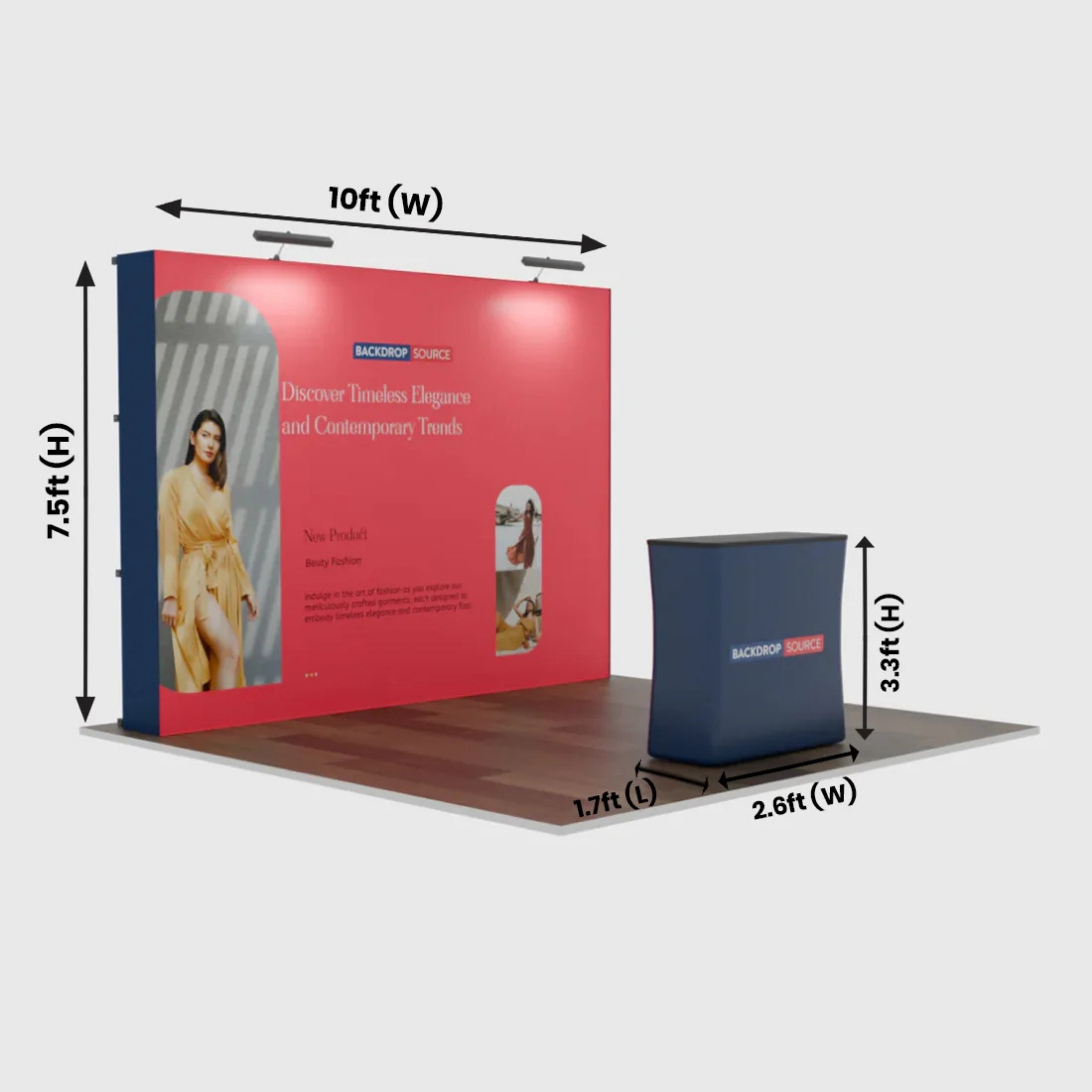 Kit d'exposition pliante droite 3-en-1 Exhibit Pro de 3 m x 3 m avec éclairage Illume 