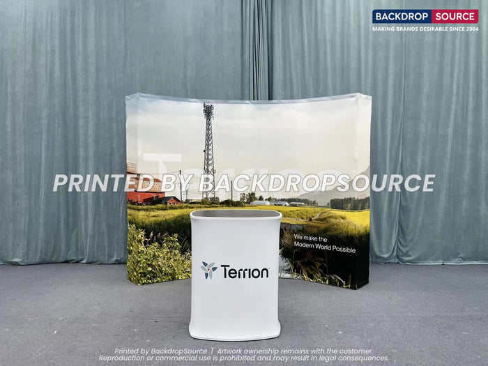 Curved Popup Exhibit Pro 3-in-1 Display Kit with Lights
