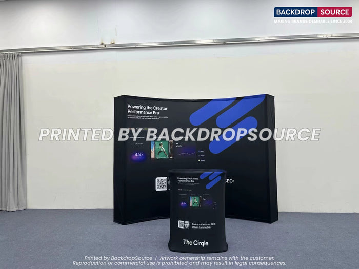 Curved Popup Exhibit Pro 3-in-1 Display Kit with Lights