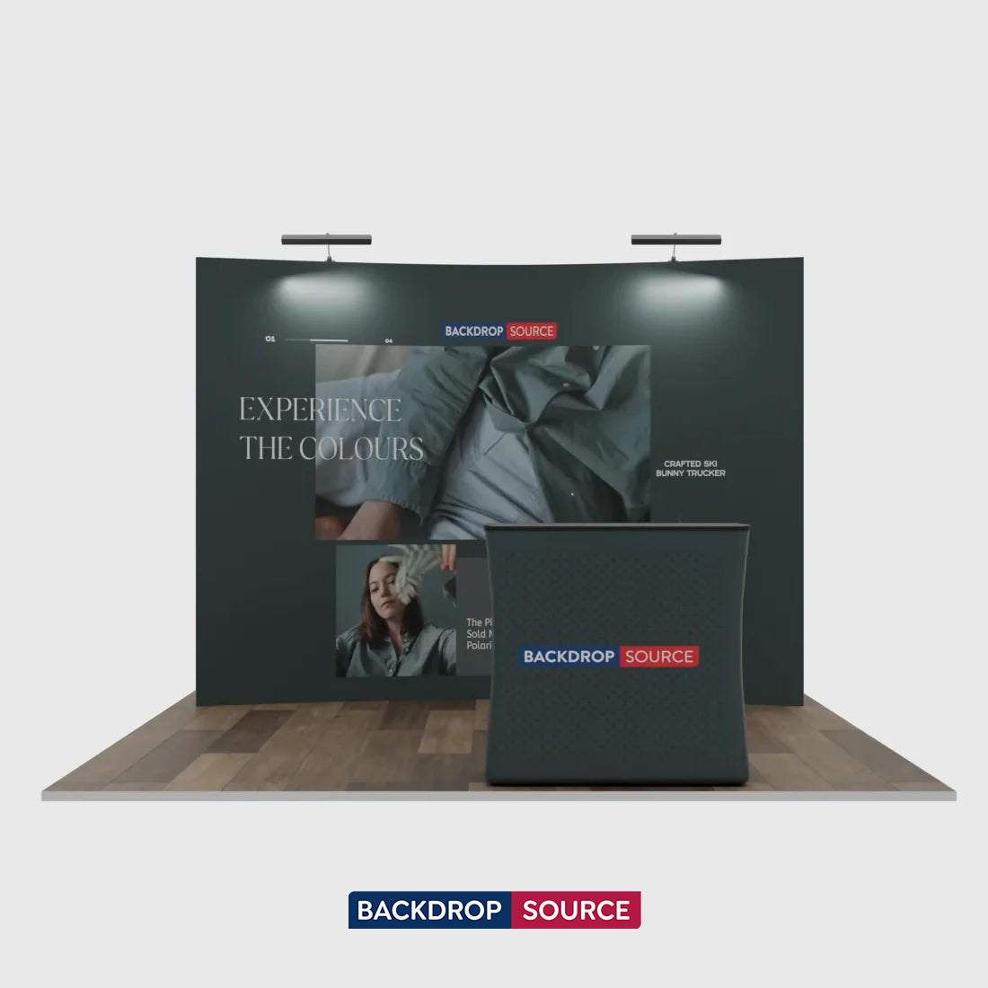 Kit d'exposition pliable incurvé 3-en-1 Exhibit Pro avec éclairage Illume, 3 m x 3 m 