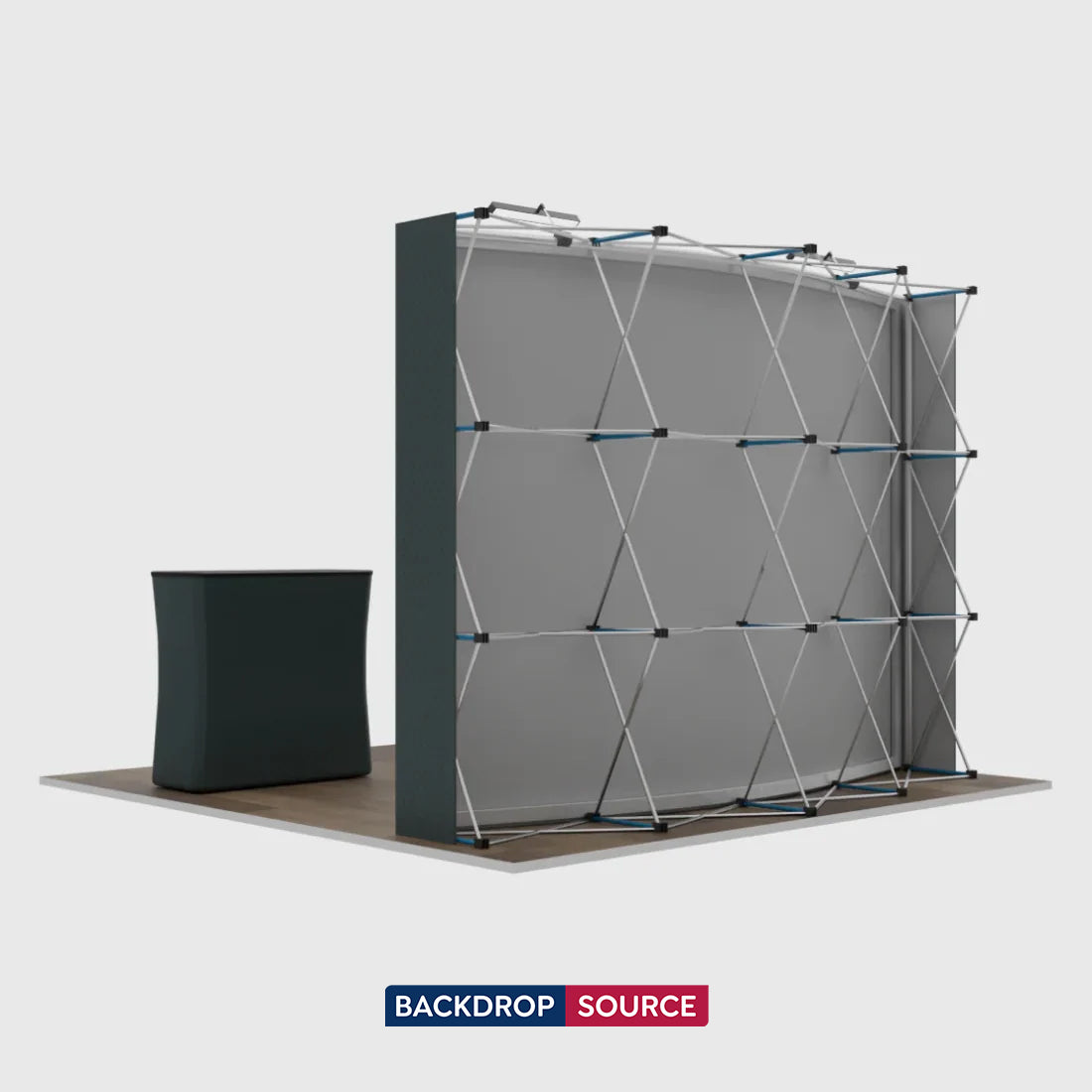 Kit d'exposition pliable incurvé 3-en-1 Exhibit Pro avec éclairage Illume, 3 m x 3 m 