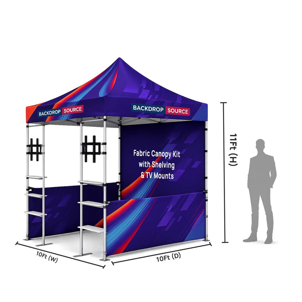 10ft x 10ft Fabric Canopy Kit with Shelving & TV Mounts