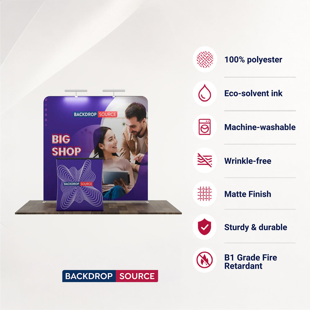 Kit d'affichage 3-en-1 Straight Exhibit Pro 3 m x 3 m avec étui rigide pour podium 