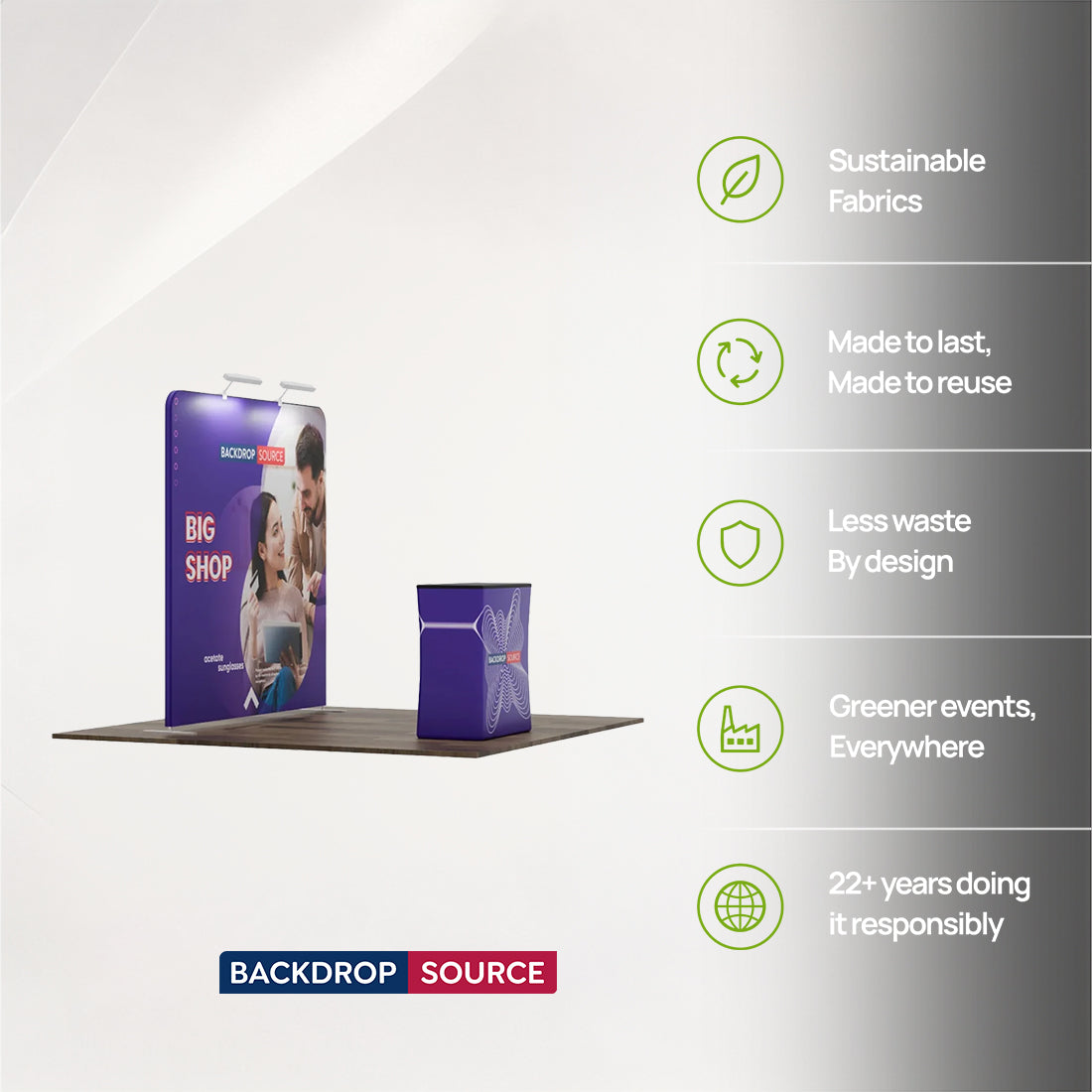 Kit d'affichage 3-en-1 Straight Exhibit Pro 3 m x 3 m avec étui rigide pour podium 