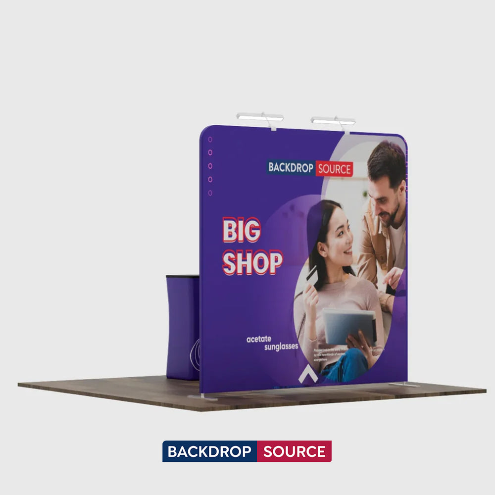 Kit d'affichage 3-en-1 Straight Exhibit Pro 3 m x 3 m avec étui rigide pour podium 