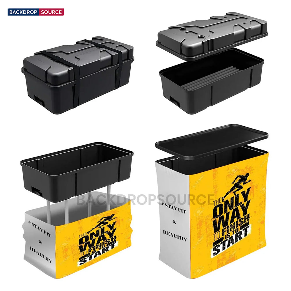 Kit d'affichage 3-en-1 Straight Exhibit Pro 3 m x 3 m avec étui rigide pour podium 