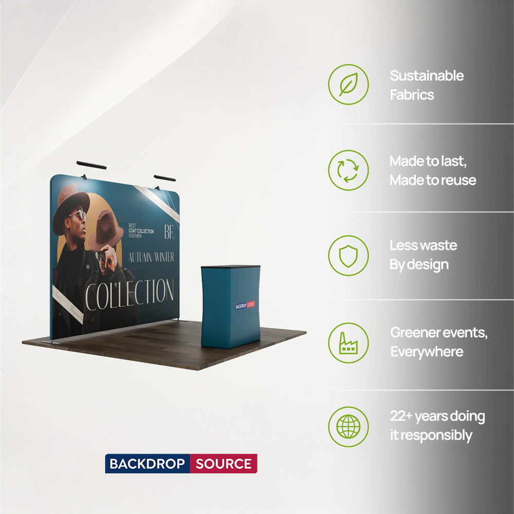 10ft x 10ft Straight Exhibit Pro 3-in-1 Display Kit with Illume Lights