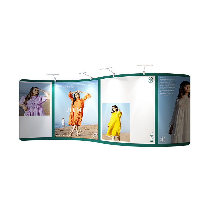 S Shape Wave Tension Fabric Media Wall Display