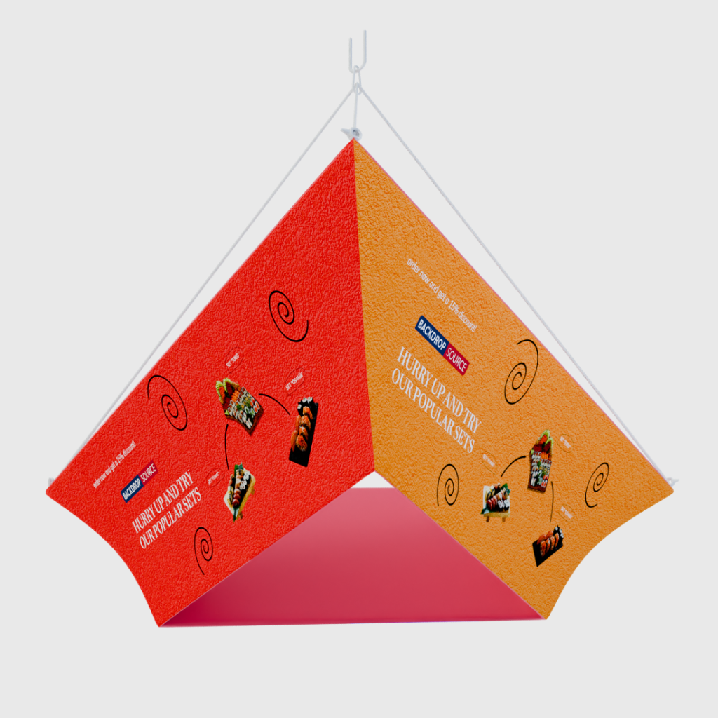 Display Triangular Automontable Tapered Triangle Hanging Display – Trade Show Ceiling Banner Canada ...