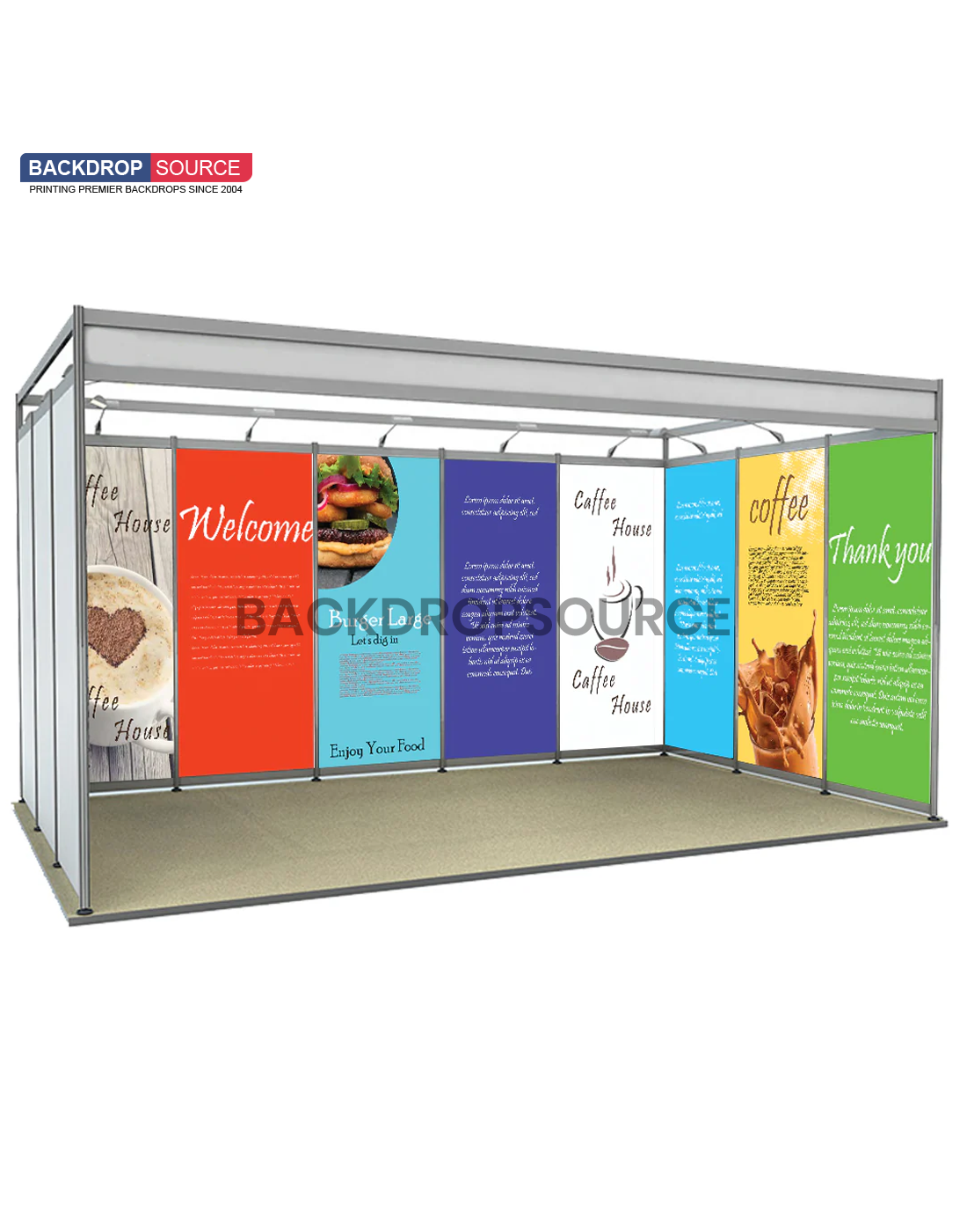 Colapsable Booth Backdrop Shell Shell Scheme Graphics 16.4ft x 10ft Booth – Seamless Display Canada ...
