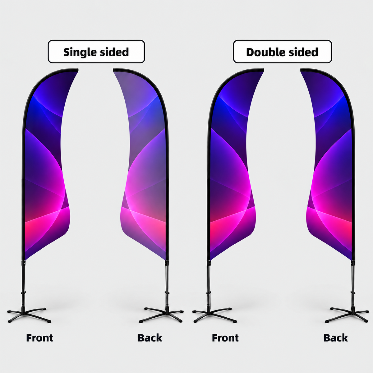 Duplex Printing Shark Fin Flag with Uni-Fit Pole