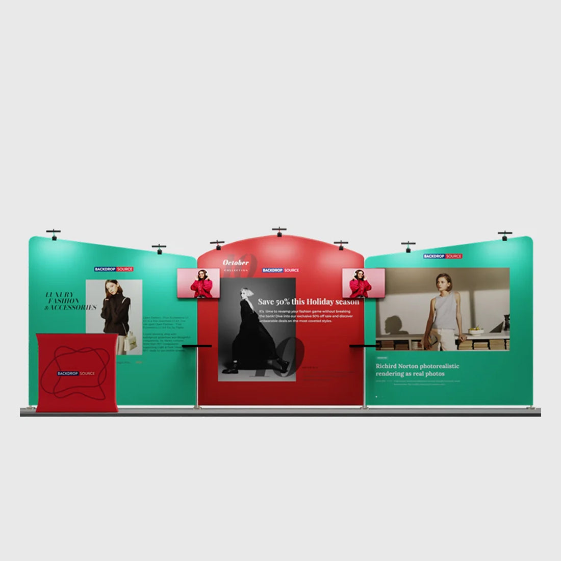 Kit d'exposition rond 20x10 avec plateau incliné droit 