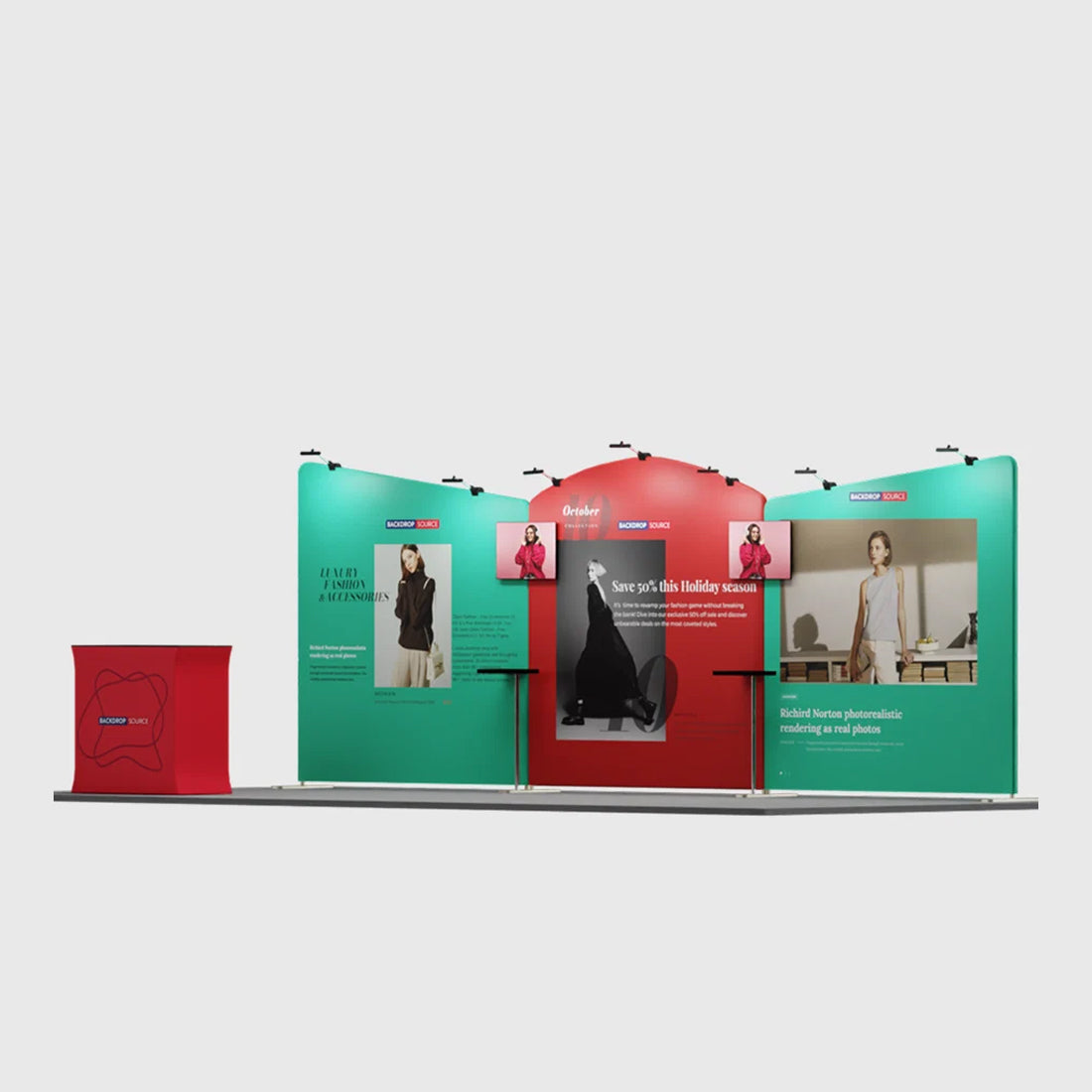 Kit d'exposition rond 20x10 avec plateau incliné droit 