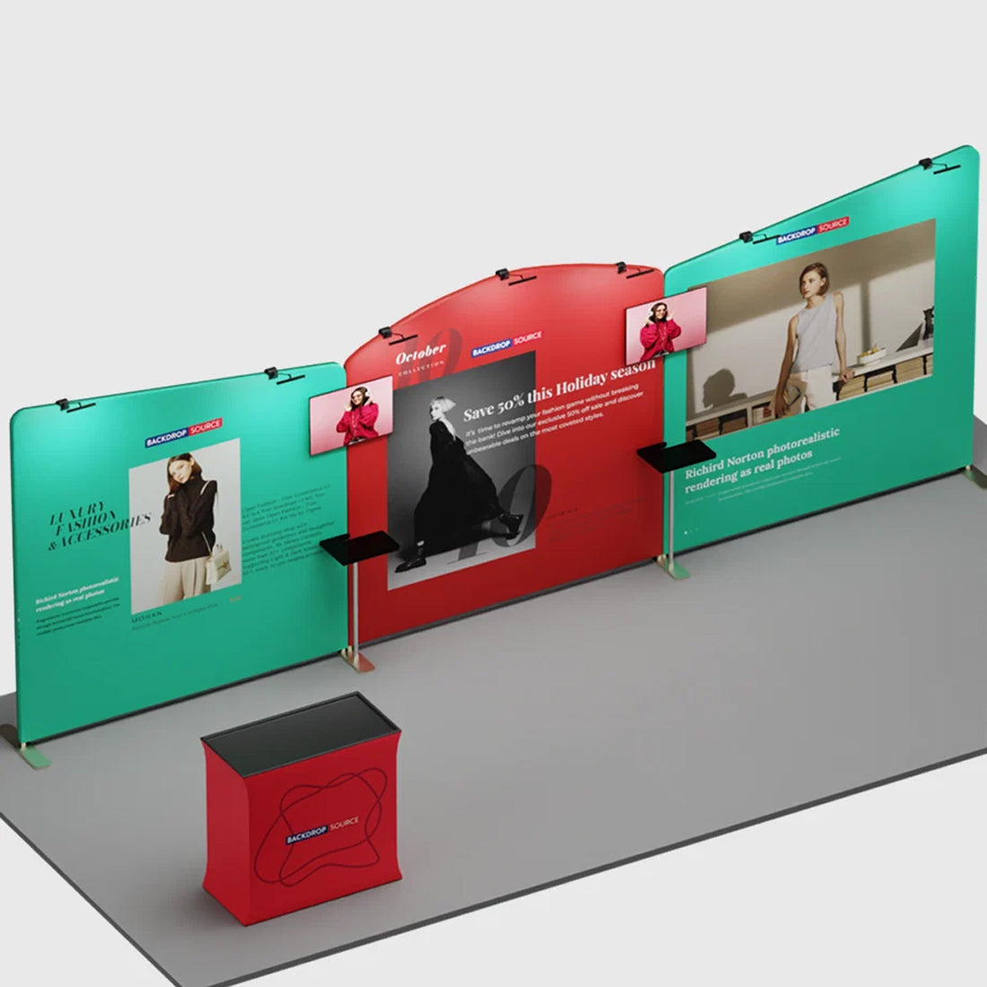 Kit d'exposition rond 20x10 avec plateau incliné droit 