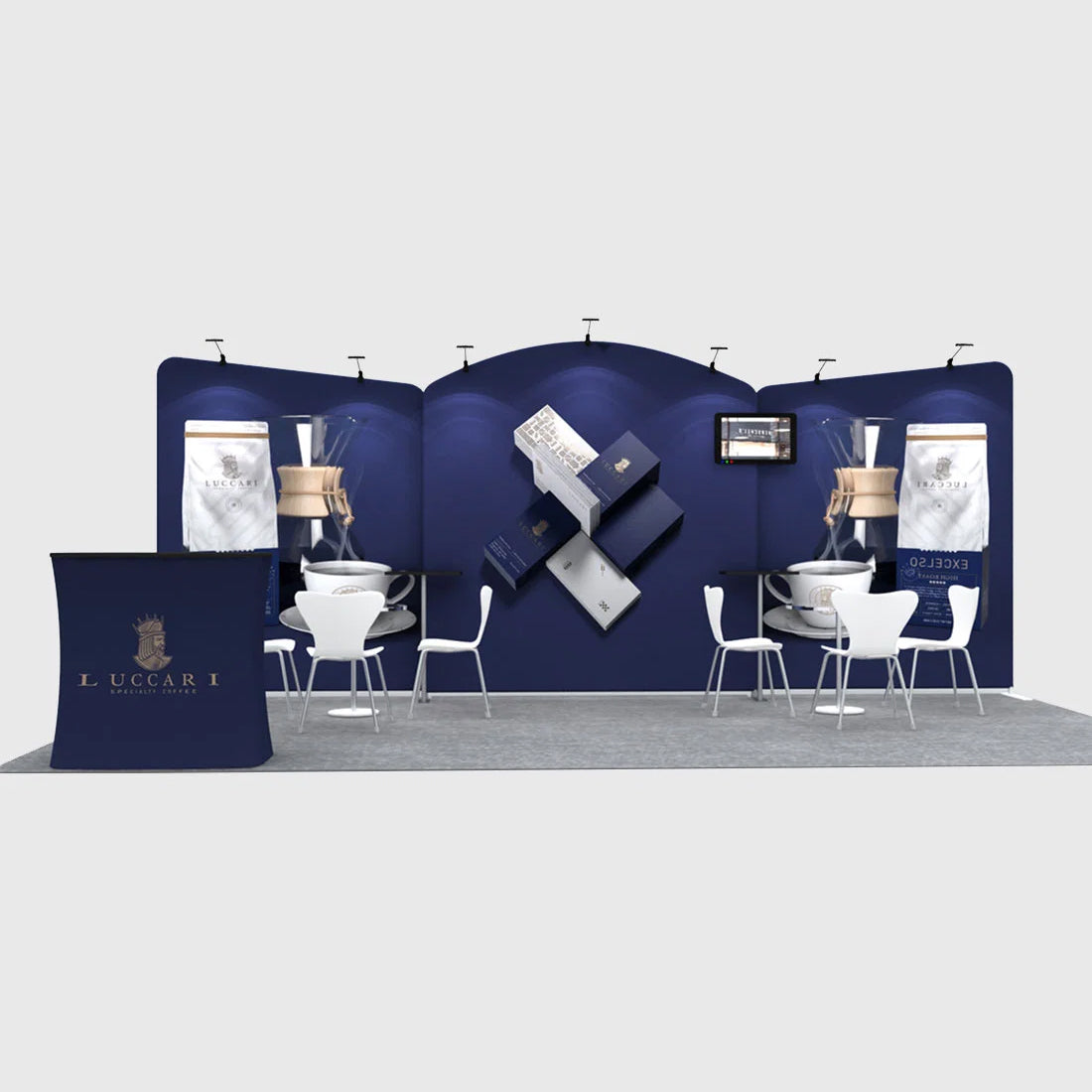 Kit d'exposition rond 20x10 avec plateau incliné droit 
