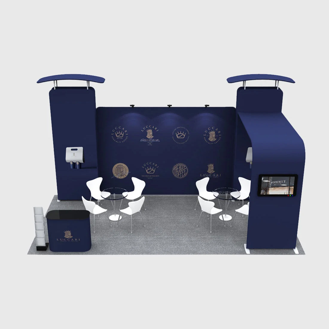 20x10 Straight Backdrop with 3D Wall & Arch Exhibition Kit
