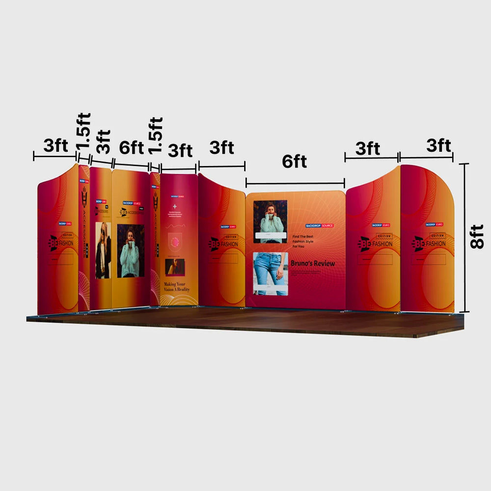 16.4x16.4 Magnetic Fabric Booth Wall with 10 Panels