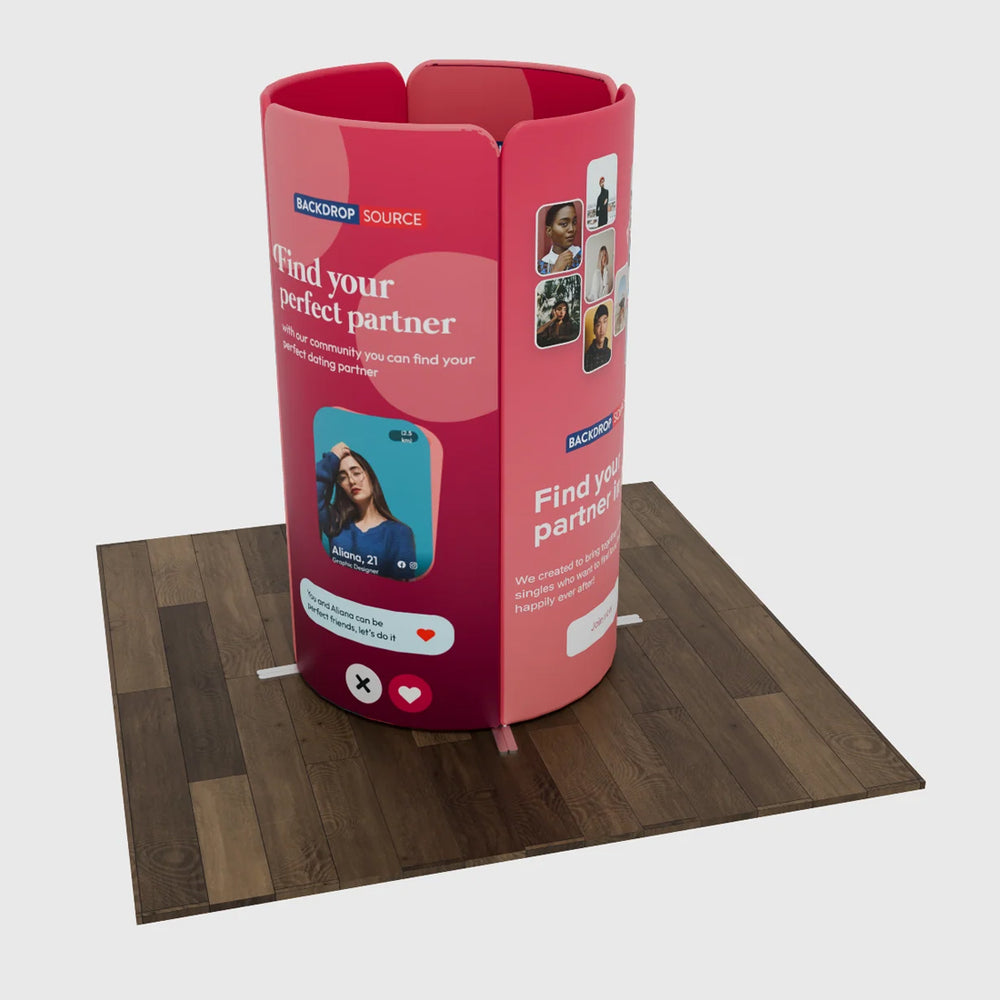 6.5x6.5 Magnetic Fabric Booth Wall with 4 Curved Panels