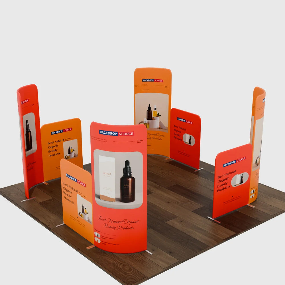 10x10 Magnetic Fabric Booth Wall with Curved & Straight Panels