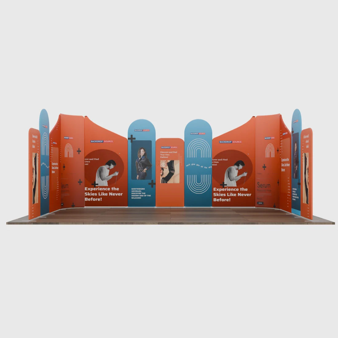 20x20 Magnetic Fabric Booth Wall with 13 Panels & Angled Sections