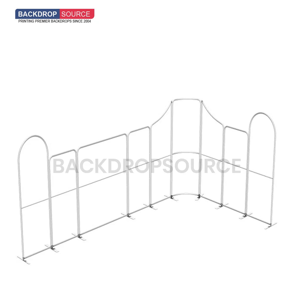 20x20 Magnetic Fabric Booth Wall with Mixed Curved & Angled Panels
