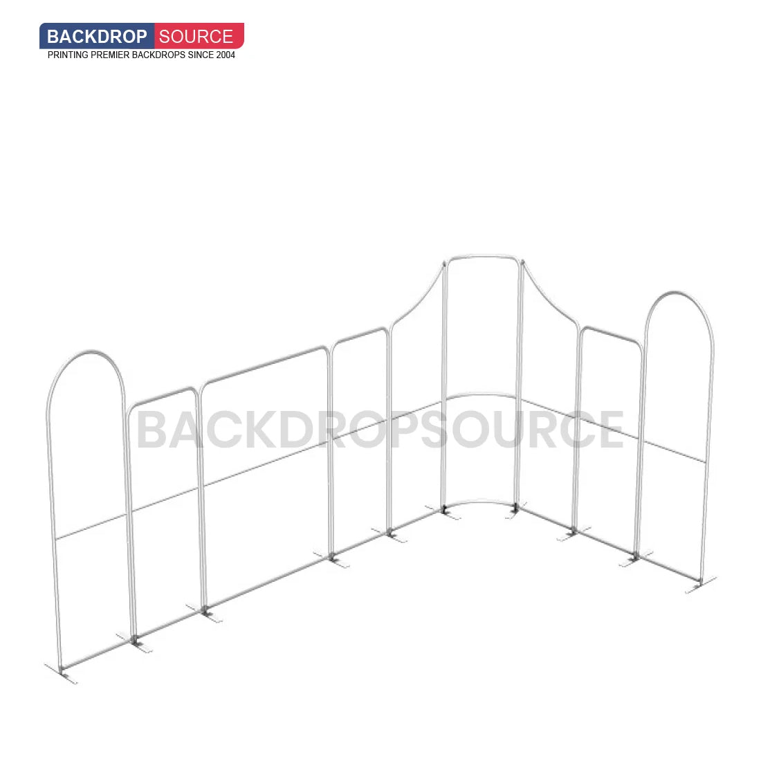 20x20 Magnetic Fabric Booth Wall with Mixed Curved & Angled Panels