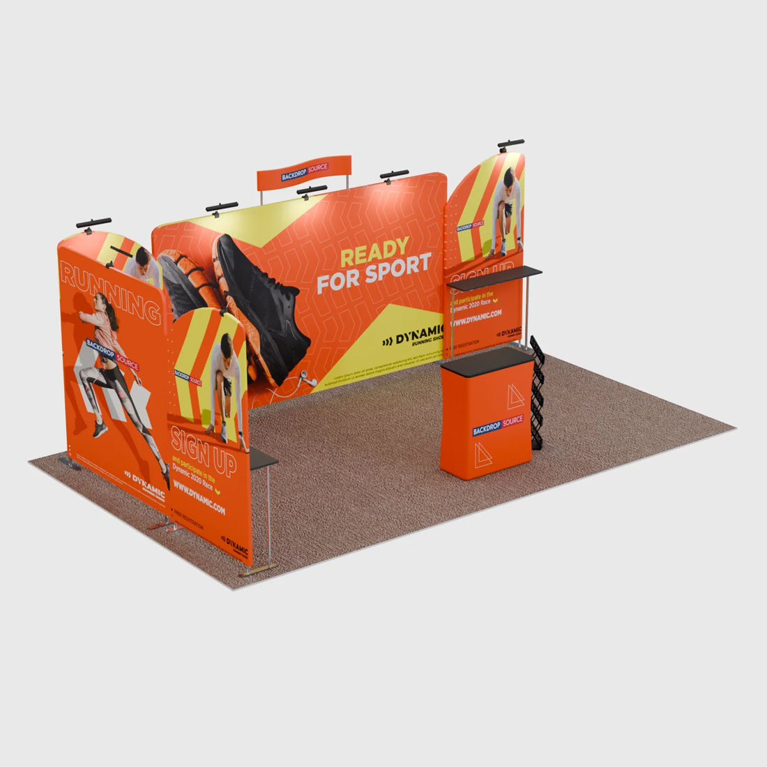 20x10 Straight Backdrop with Shelf Exhibition Kit