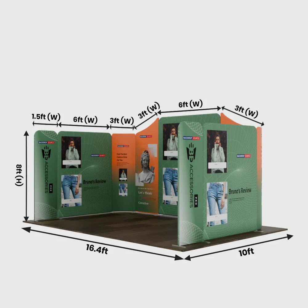 16.4x10 Magnetic Fabric Booth Wall with 9 Panels