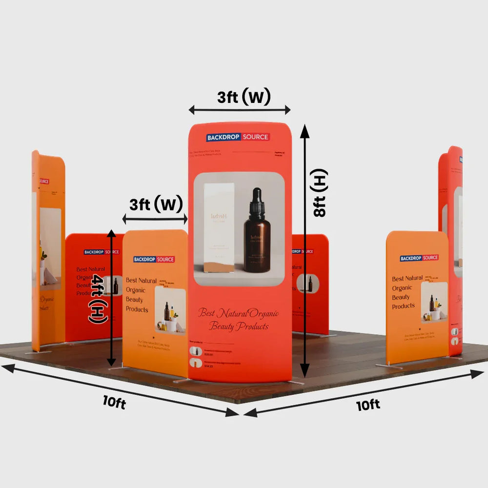 10x10 Magnetic Fabric Booth Wall with Curved & Straight Panels