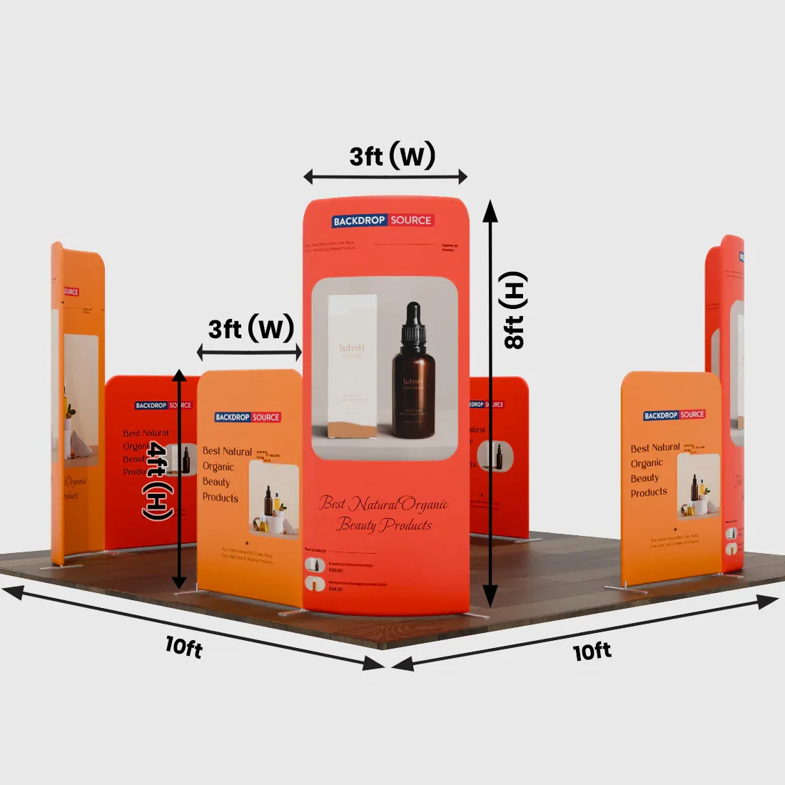 10x10 Magnetic Fabric Booth Wall with Curved & Straight Panels