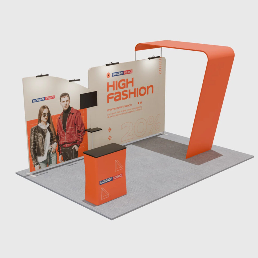 20x10 Straight Backdrop with Arch Exhibition Kit