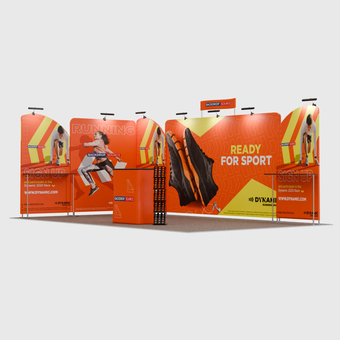 20x10 Straight Backdrop with Shelf Exhibition Kit