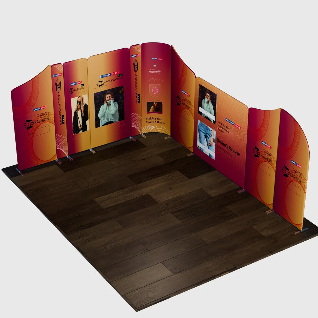 16.4x16.4 Magnetic Fabric Booth Wall with 10 Panels