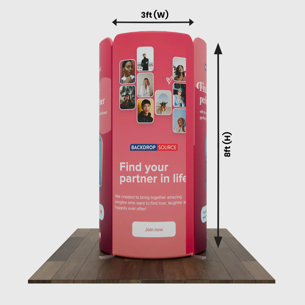 6.5x6.5 Magnetic Fabric Booth Wall with 4 Curved Panels