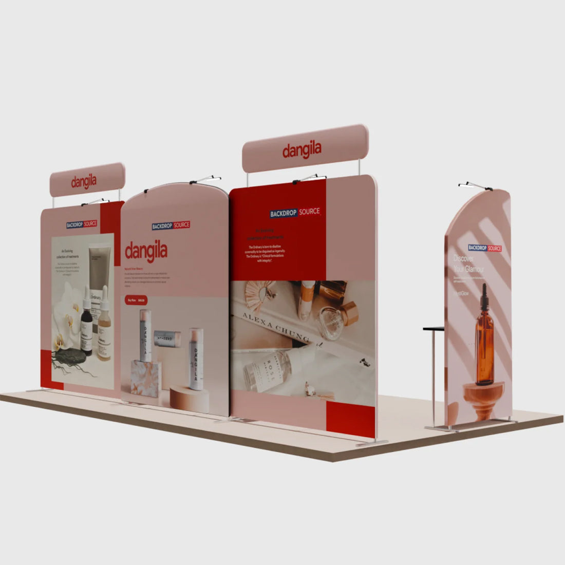 Kit d'exposition avec fond droit 20x10 et plateau de table rond 
