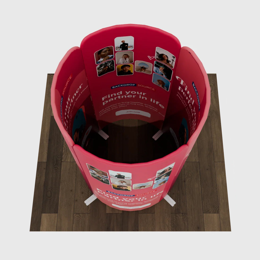 6.5x6.5 Magnetic Fabric Booth Wall with 4 Curved Panels