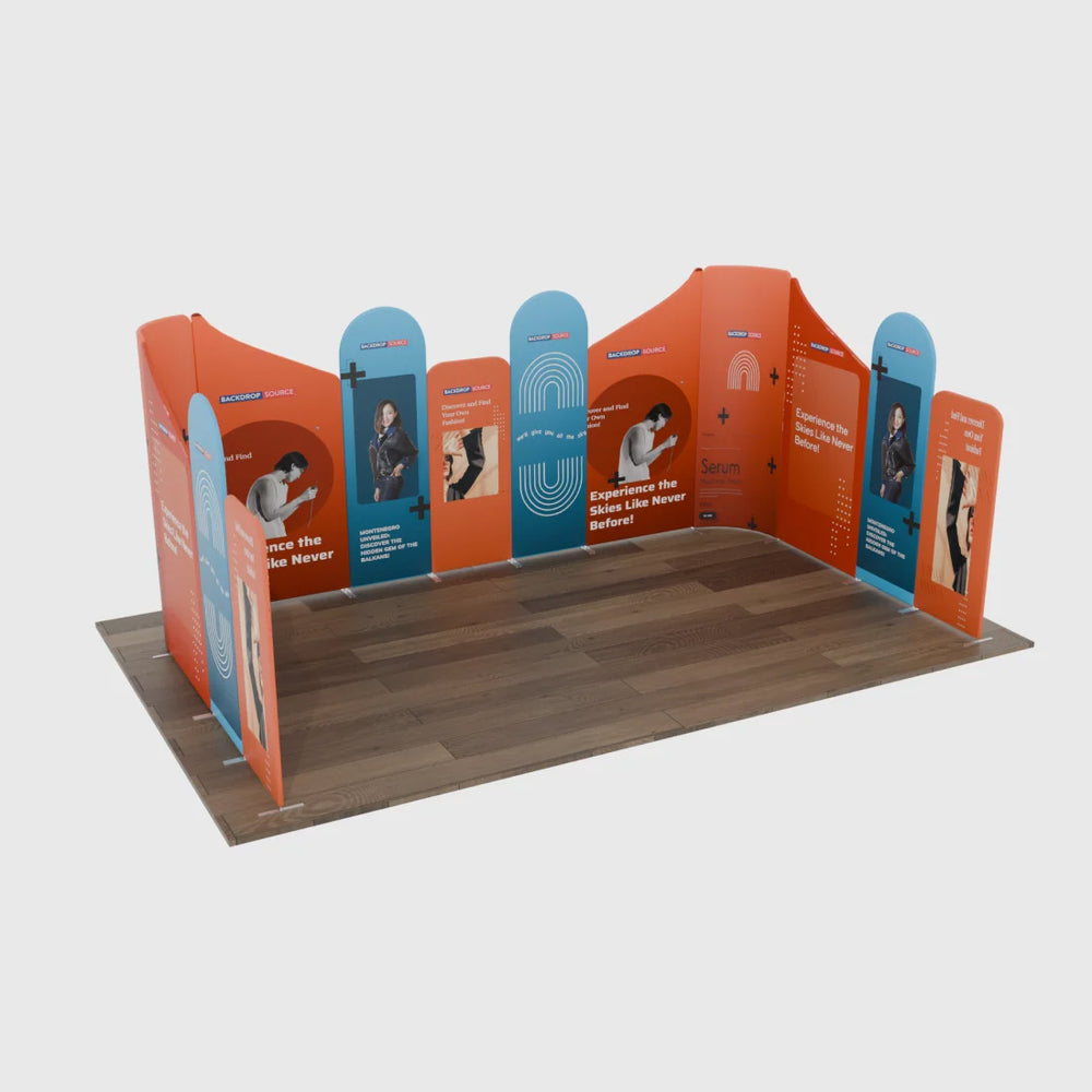 20x20 Magnetic Fabric Booth Wall with 13 Panels & Angled Sections