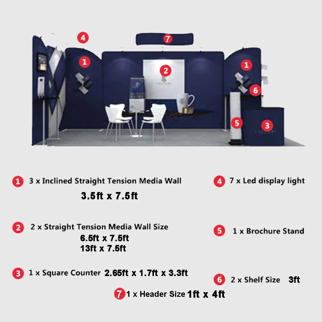 20x10 Straight Backdrop with Shelf Exhibition Kit