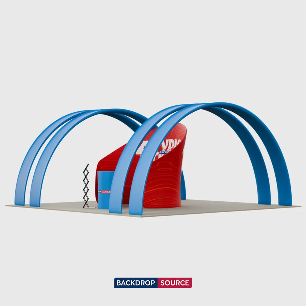 20x10 Booth Kit with Enclosed Meeting Pod & 4 Round Arches