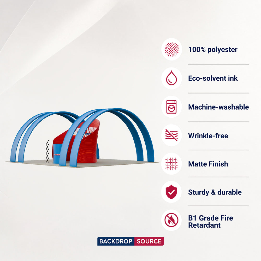20x10 Booth Kit with Enclosed Meeting Pod & 4 Round Arches
