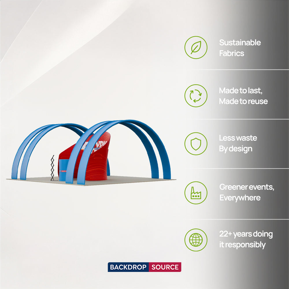 20x10 Booth Kit with Enclosed Meeting Pod & 4 Round Arches