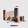 Fond droit 20x10 avec mur 3D et kit d'exposition en forme d'arche 