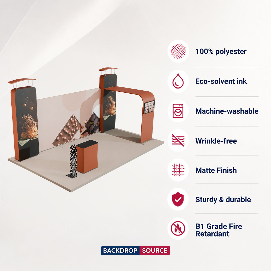 Fond droit 20x10 avec mur 3D et kit d'exposition en forme d'arche 