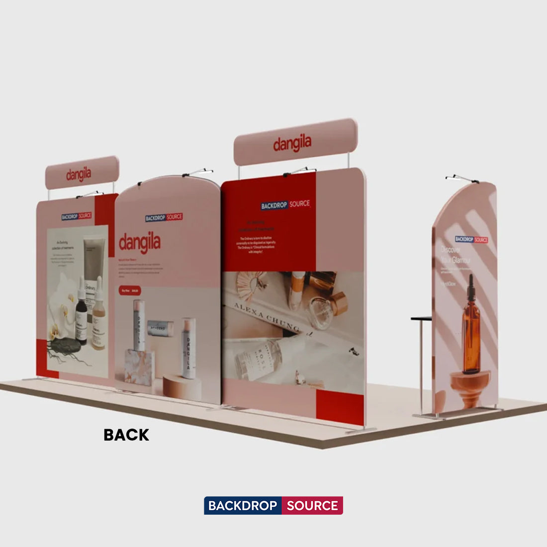 20x10 Booth Kit with Round-Top Backwall, Shelving & Counter