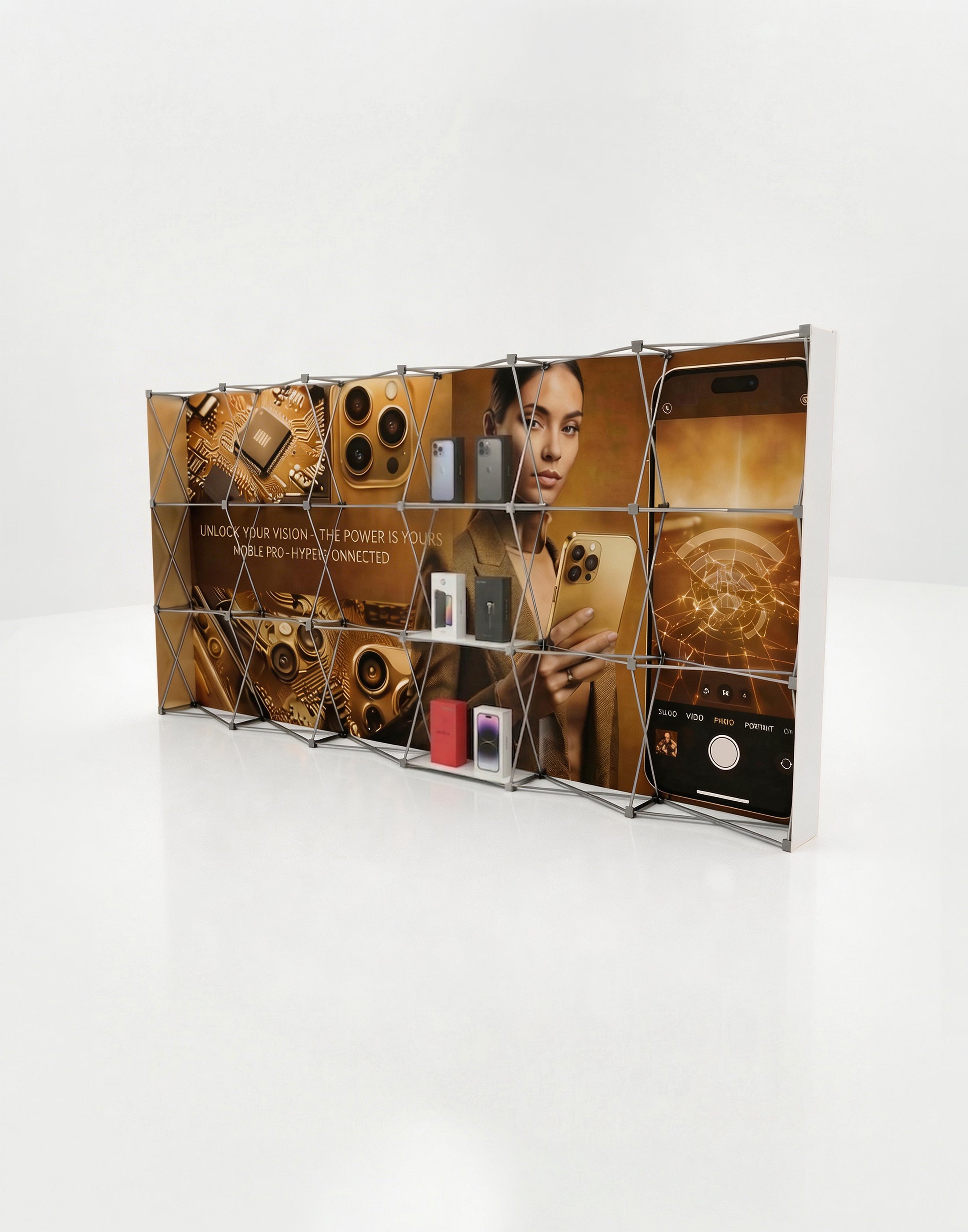Portable Straight Pop-Up Wall with Shelves