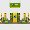 30x20 Island Booth Kit with Hexagon Lounge Shelving & 4 Counters